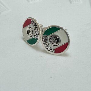 Mexico Flag Earrings S925 Sterling Silver Stud Earrings Handmade